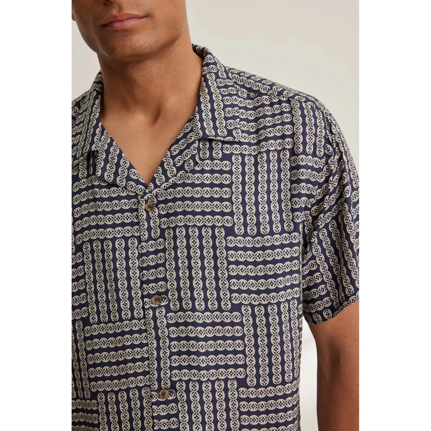 Velvetmen Emilio Printed Modal Button Up Shirt in Empire