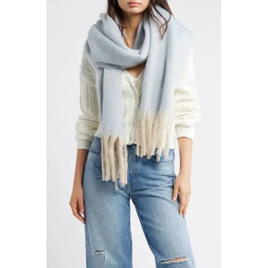 Free People Winter Chill Blanket Scarf in Blue