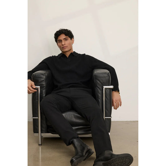 Velvetmen Redding Sweater Polo in Black