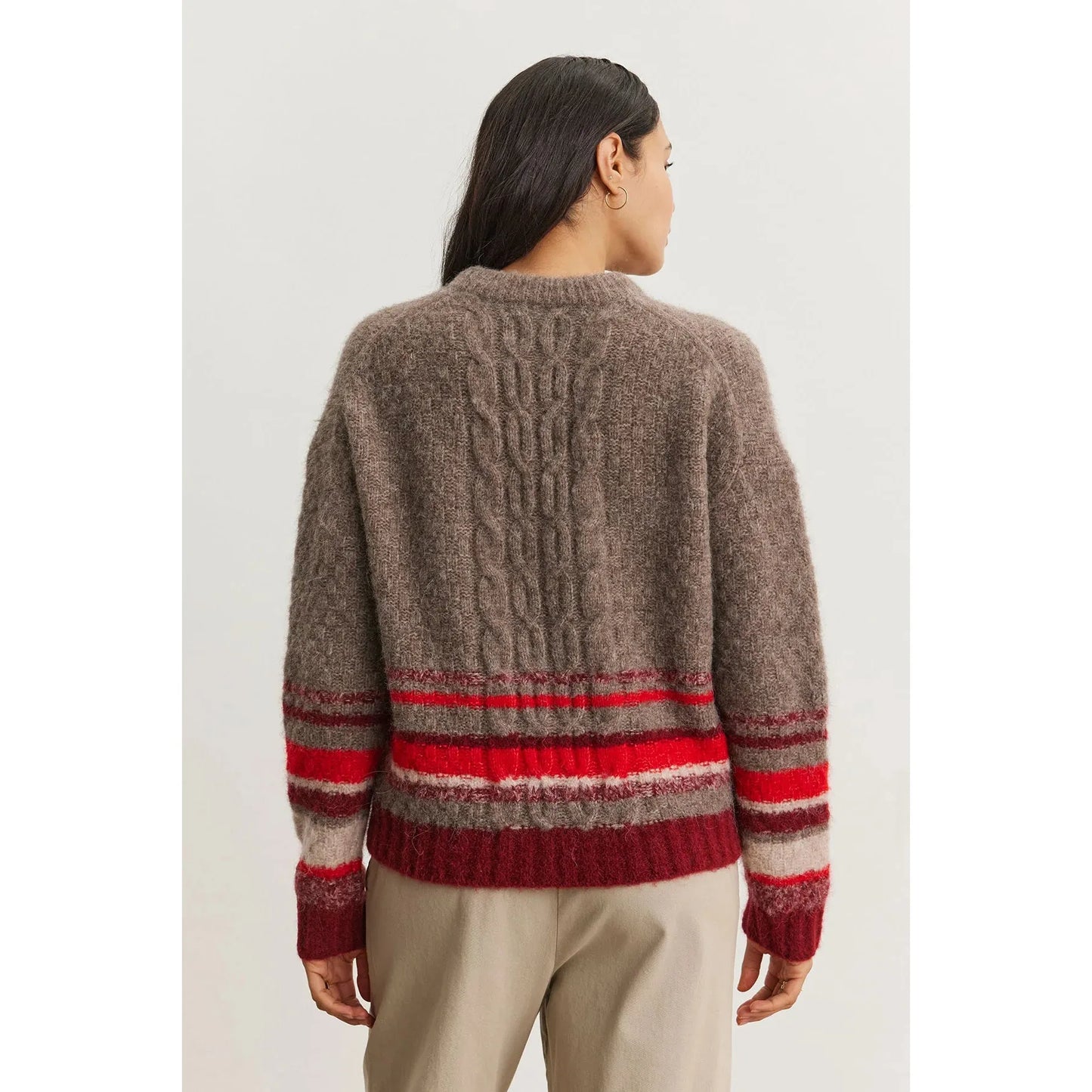 Velvet by Graham & Spencer Elayne Alpaca Cable Knit Crew Neck Sweater