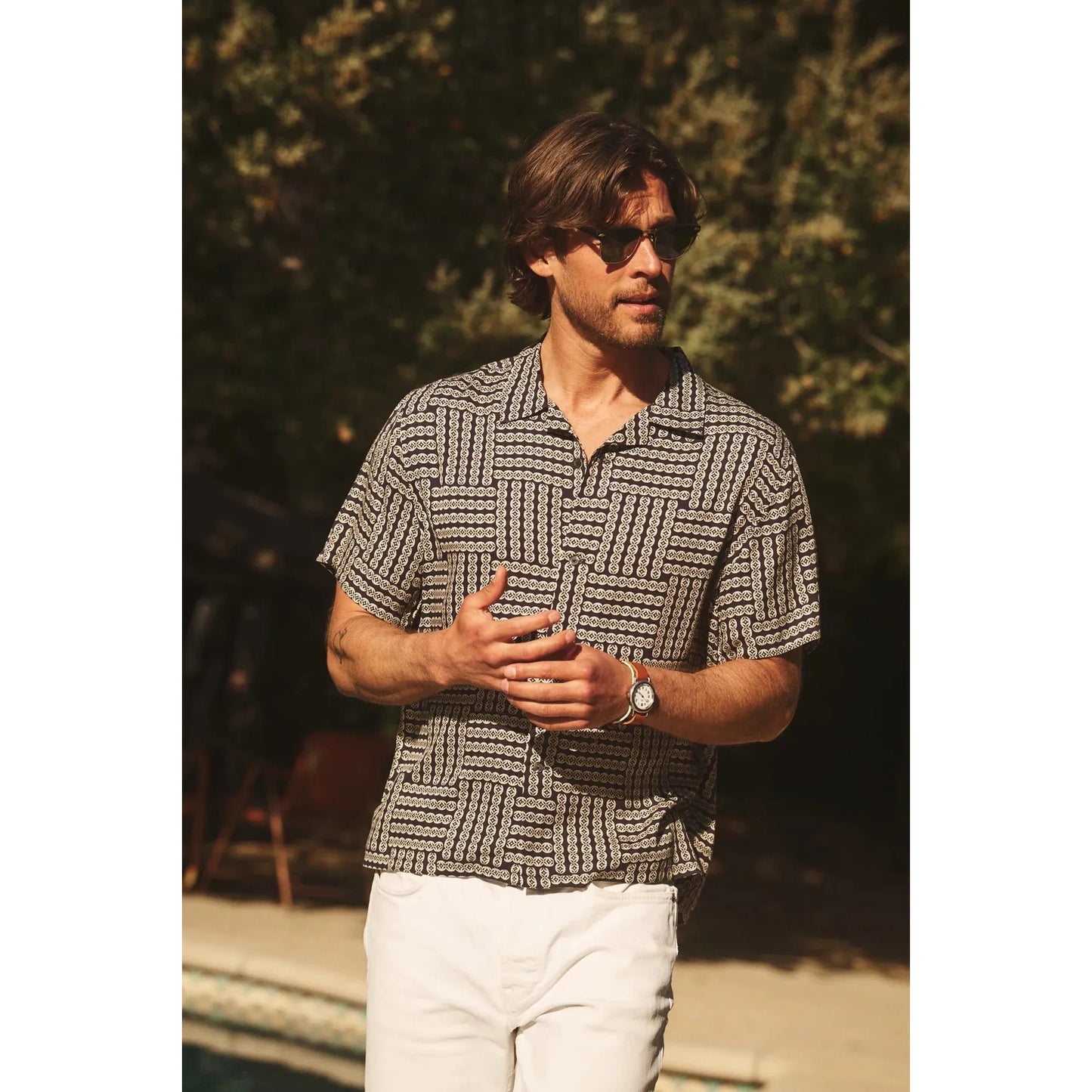 Velvetmen Emilio Printed Modal Button Up Shirt in Empire