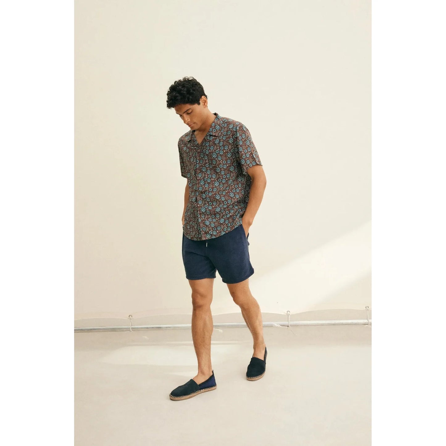 Velvetmen Emilio Printed Modal Button Up Shirt in Empire