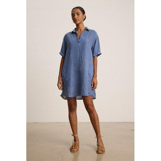 Velvet by Graham & Spencer Stella Woven Linen Dress in Indigo