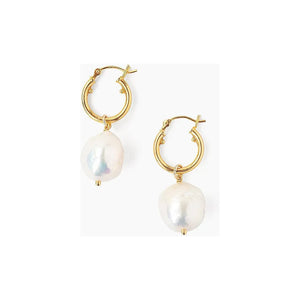 Chan Luu White Baroque Pearl Hoop Earring EG-5186-WHITE-PEARL