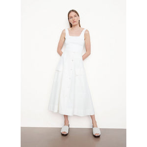 Vince Utility Button Front Midi Skirt in White