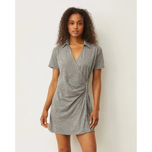 Monrow Knit Wrap Dress in Granite