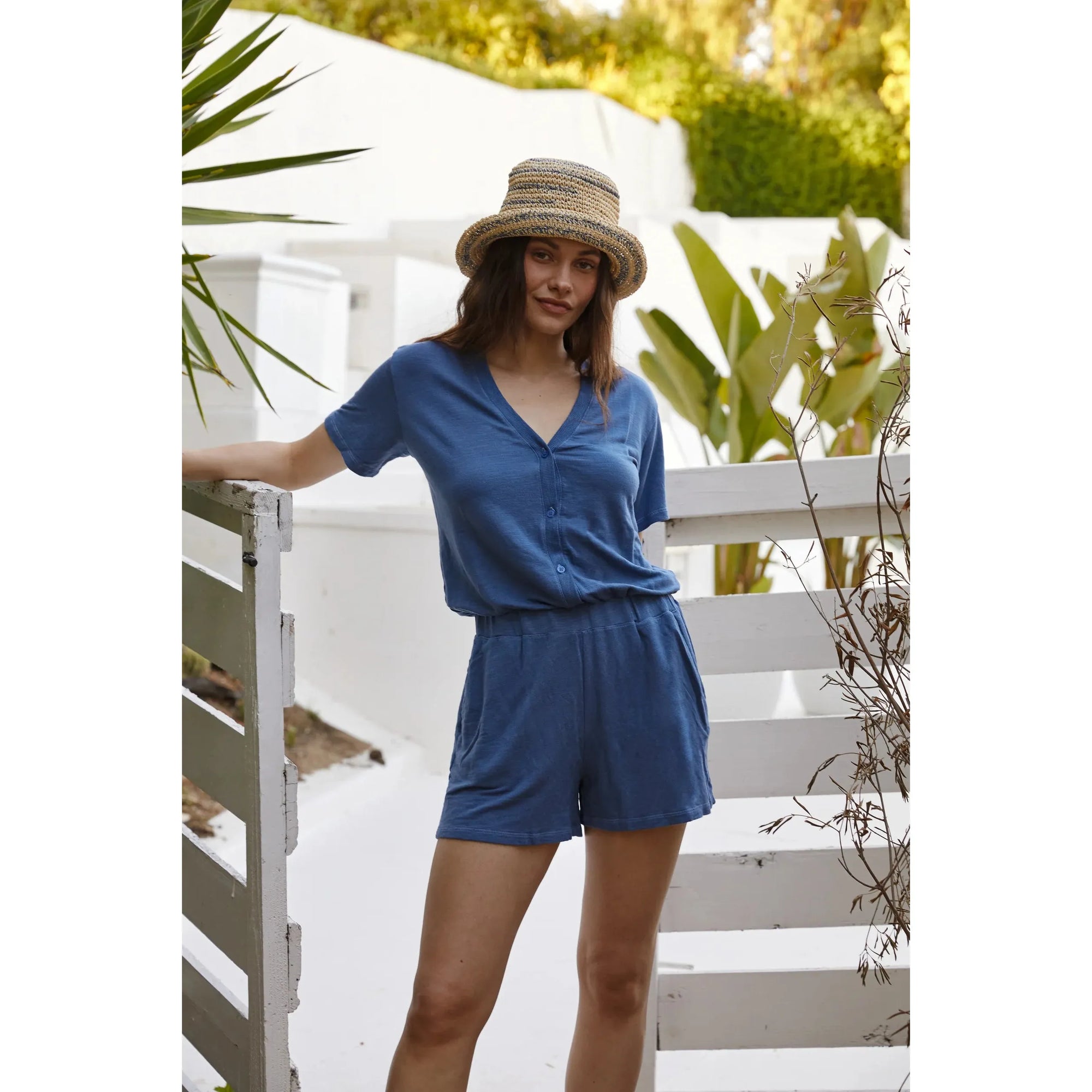 Monrow Supersoft Romper in True Navy HR0159