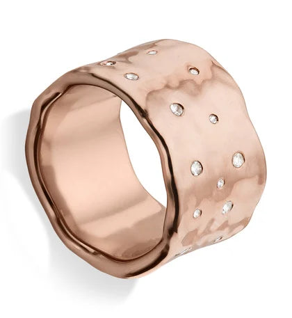 Monica Vinader Siren Scatter Ring in 18k Rose Gold Vermeil & White Topaz
