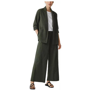 Eileen Fisher Seersucker Notch Collar Blazer in Seaweed