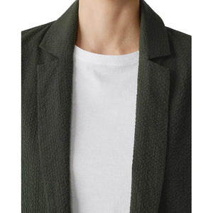 Eileen Fisher Seersucker Notch Collar Blazer in Seaweed