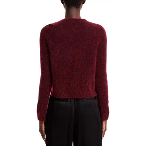 Eileen Fisher Mohair Plush Mélange Crew Neck Cardigan in Redwood