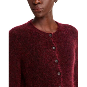 Eileen Fisher Mohair Plush Mélange Crew Neck Cardigan in Redwood