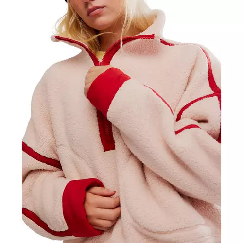 Free People Mountain High 1/2 Zip in Ballet Slipper Combo