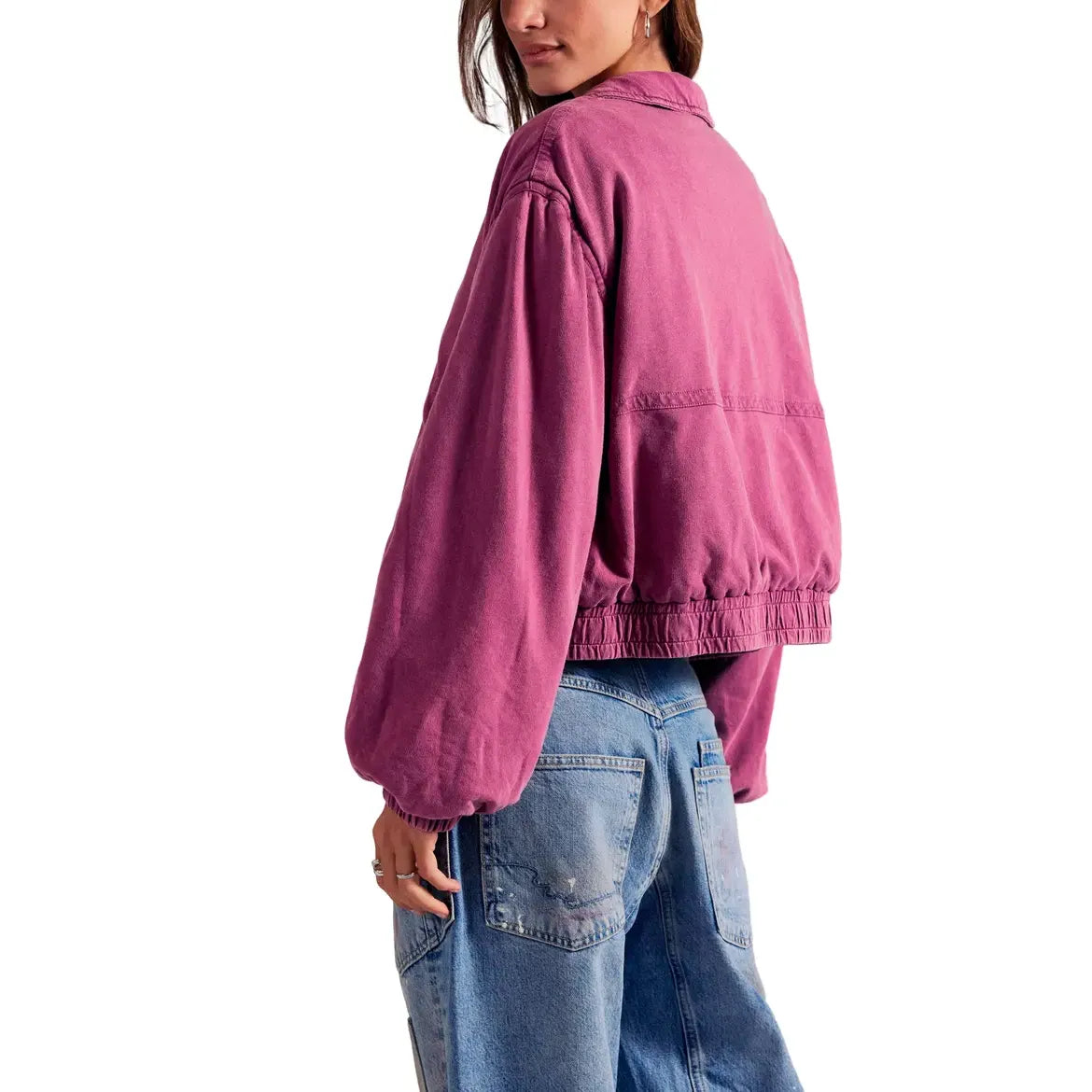 Free People Birdie Washed Jacket in Rouge