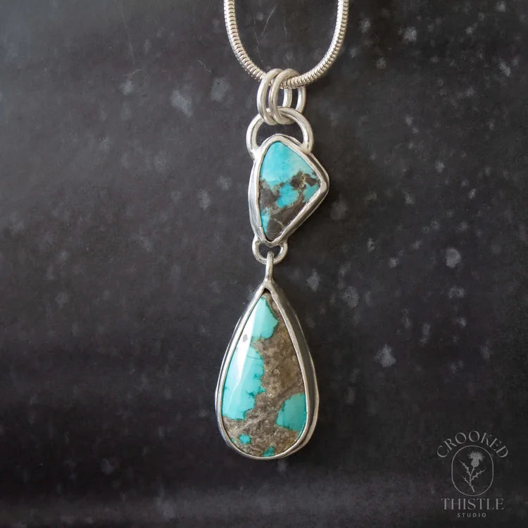 Crooked Thistle Carico Turquoise Two-Tier Drop Pendant