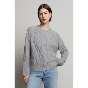 Velvet by Jenny Graham Wilshire Cozy Cable Sweater in Light Heather