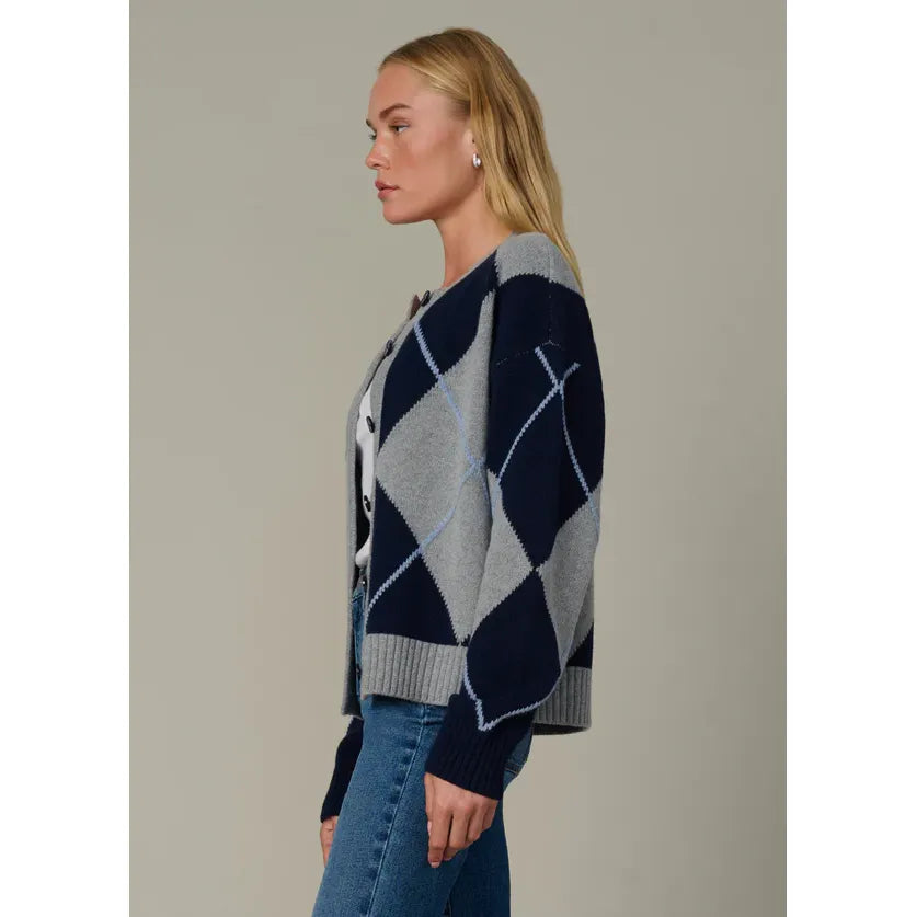 Joe's Relaxed Fit Cardigan in Blue Argyle