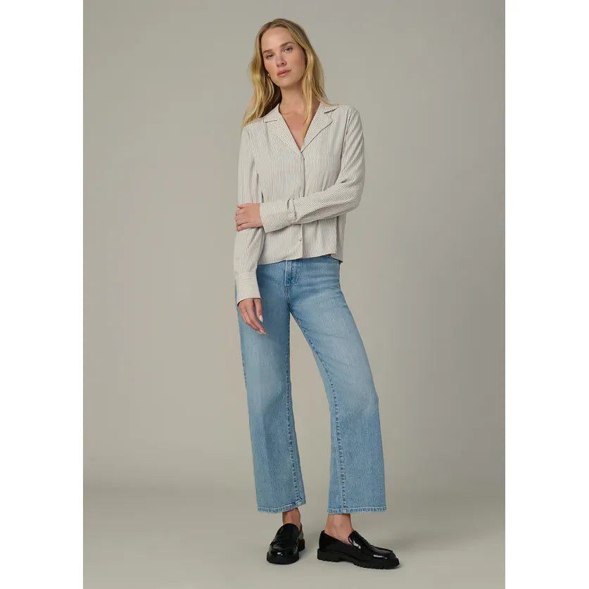 Joe's Jeans The Mia Blouse in Panna Cotta Navy Stripe