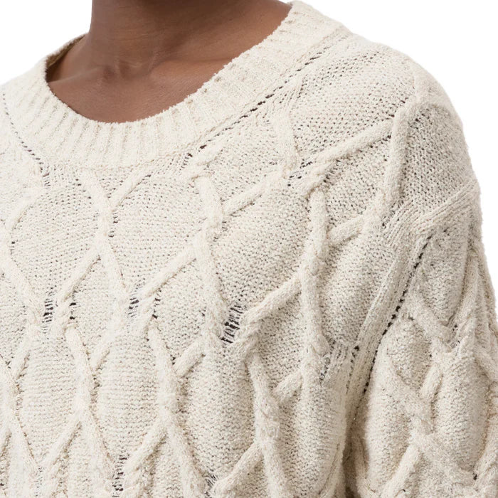 Closed Short-Sleeved Knitted Jumper in Dune Beige