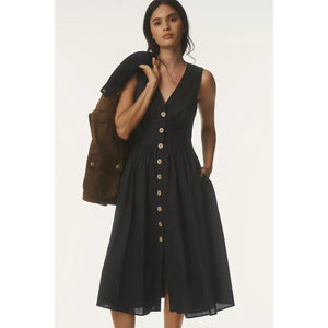 Hutch Designs Indy Cotton Midi Dress in Black