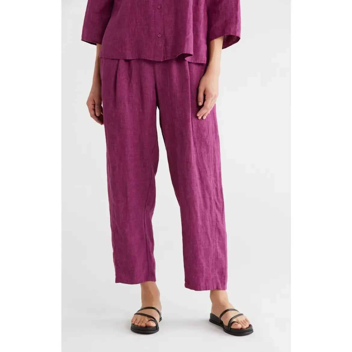 Eileen Fisher Organic Linen Cropped Lantern Pants in Raspberry 