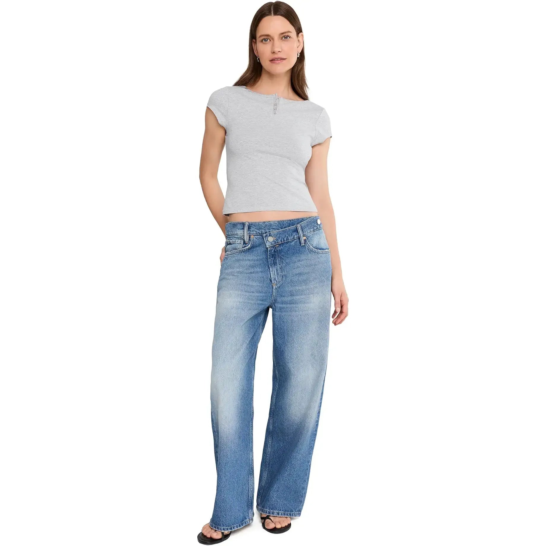 Free People Morning Pages Henley Solid Heather Grey