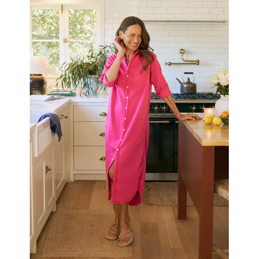 Frank & Eileen Rory Maxi Shirtdress in Bright Pink