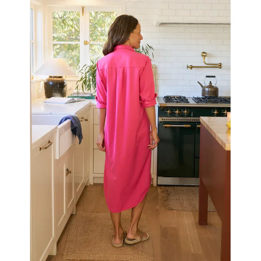 Frank & Eileen Rory Maxi Shirtdress in Bright Pink