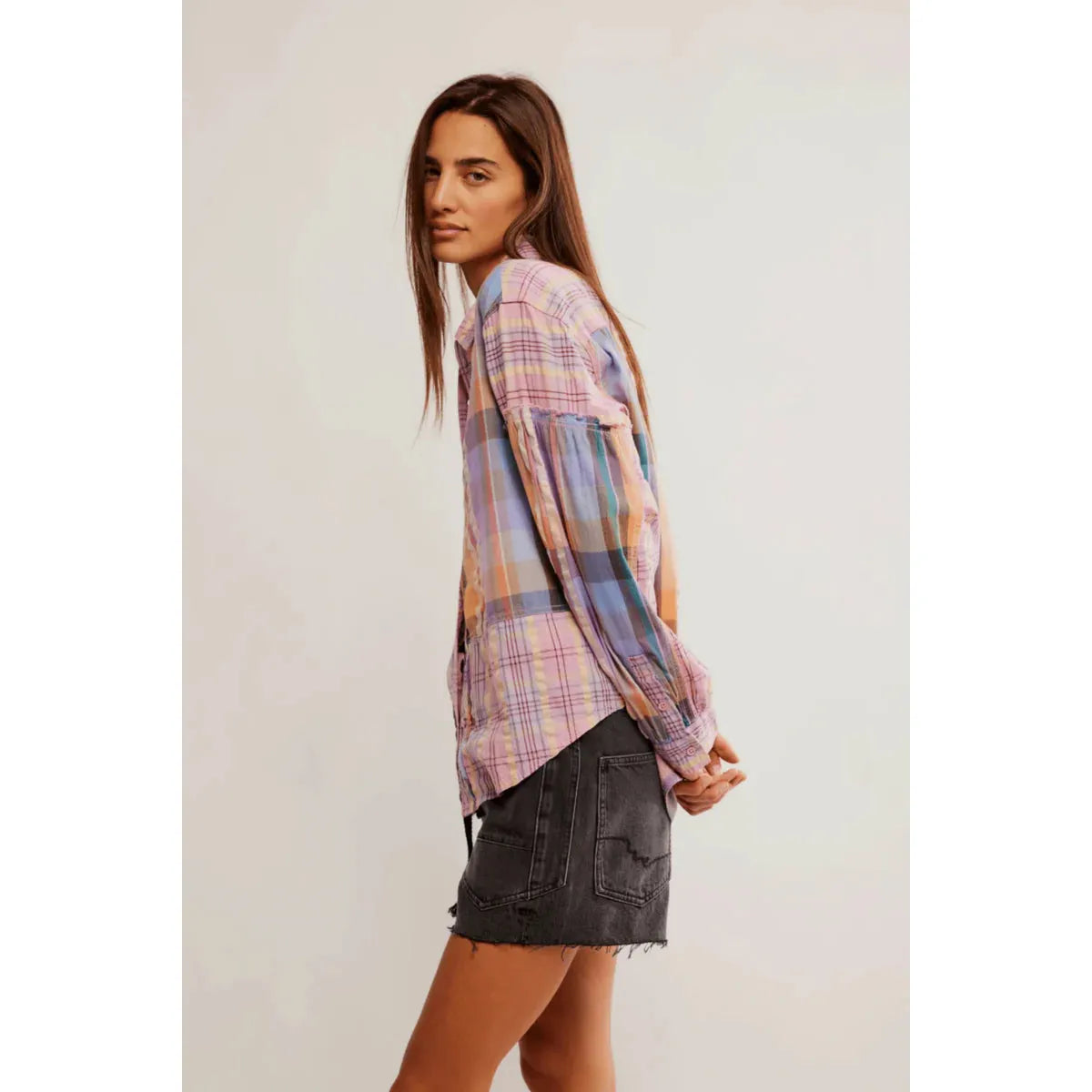 Free People Madras Dreams Top in Pink Combo