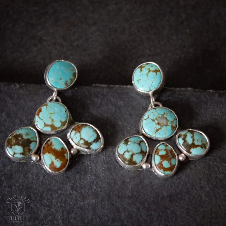 Crooked Thistle #8 Mine Turquoise Flower Earrings