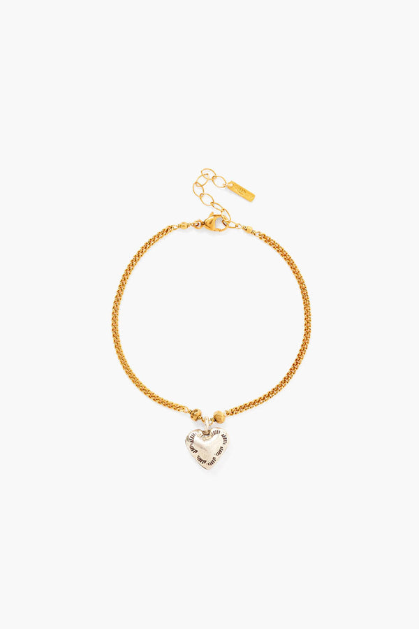 Chan Luu Heart Charm Bracelet Gold Mix