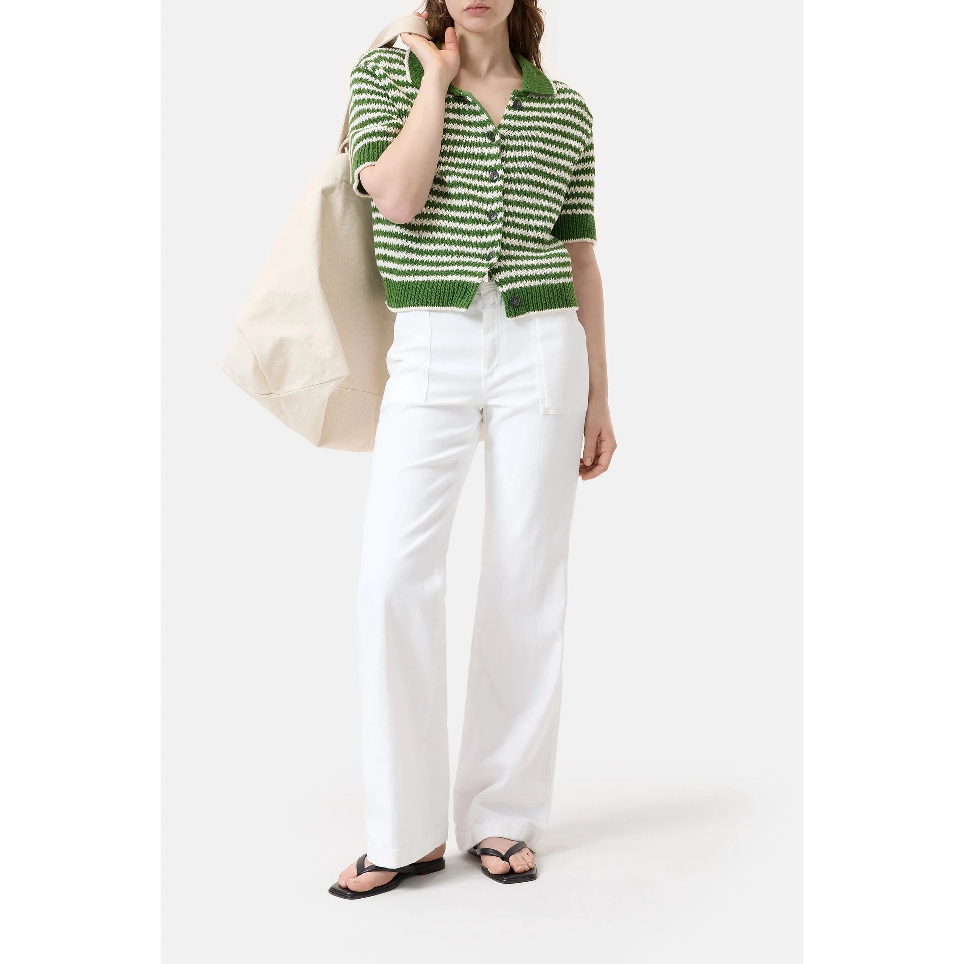 CLOSED Knitted Organic Cotton Cardigan in Matcha Green