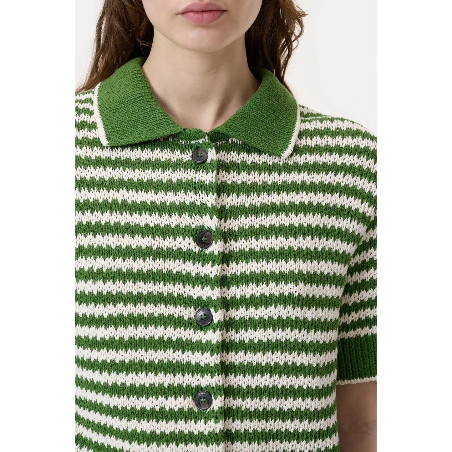 CLOSED Knitted Organic Cotton Cardigan in Matcha Green