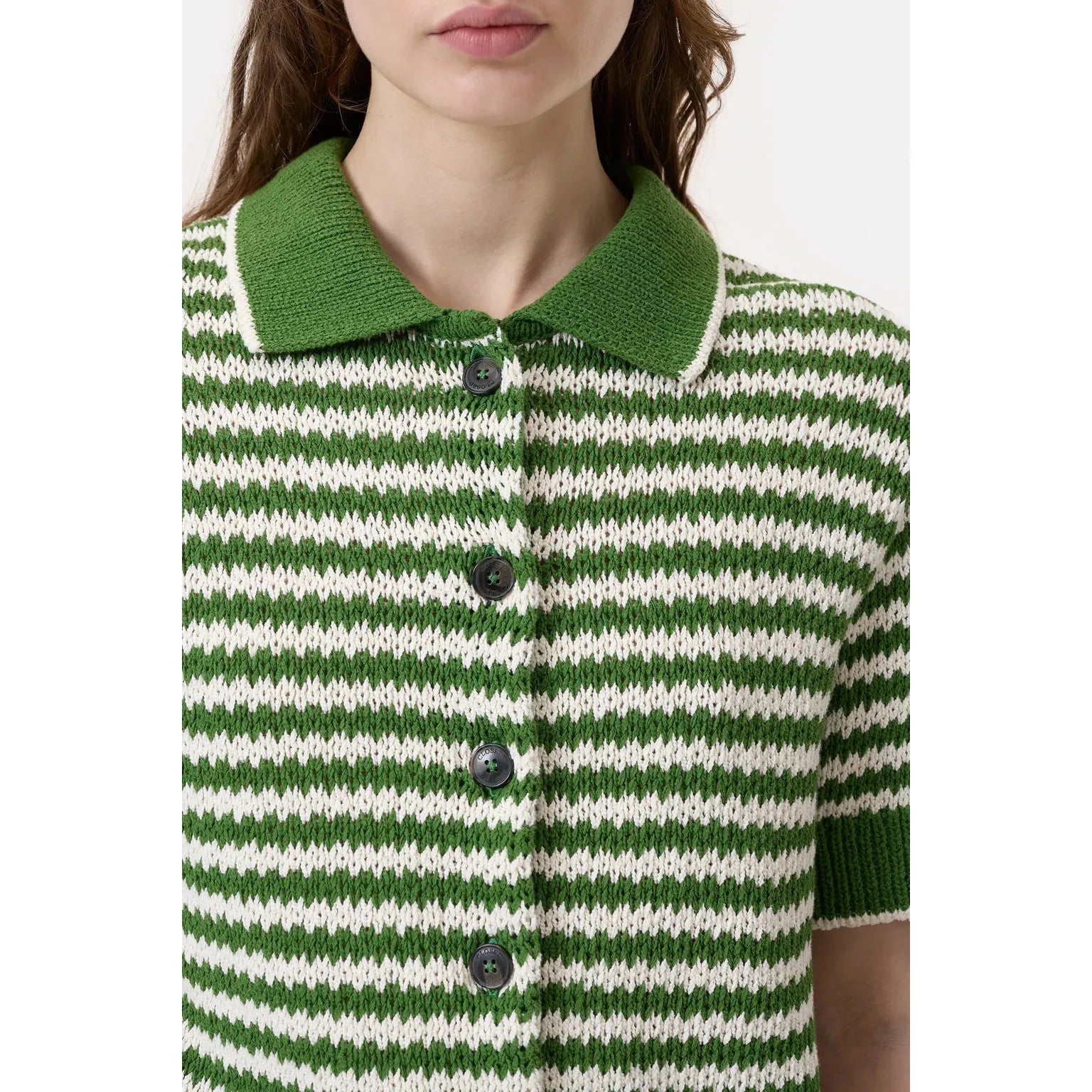 CLOSED Knitted Organic Cotton Cardigan in Matcha Green
