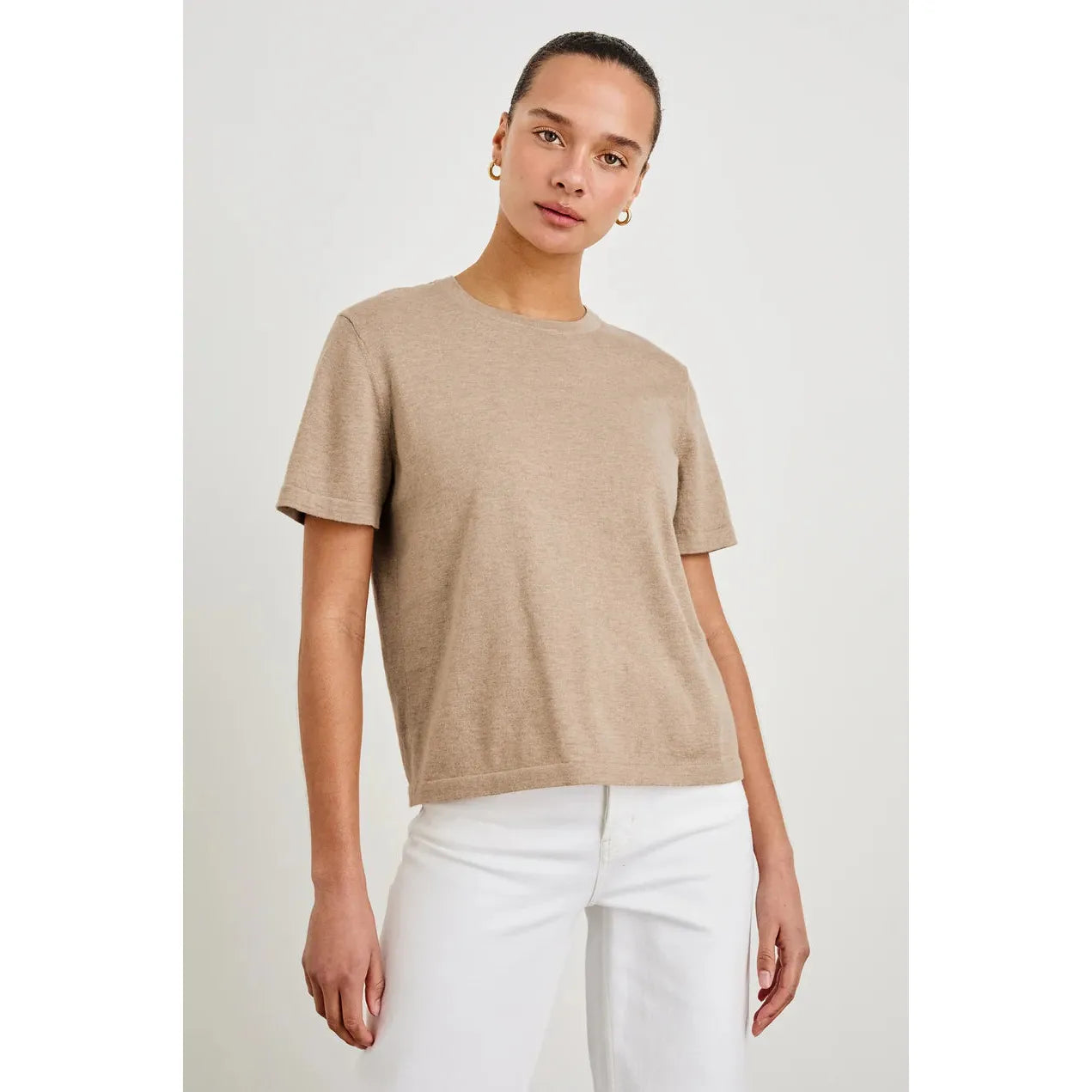 Rails Cotton Cashmere Short Sleeve T- Shirt in Heather Oatmeal