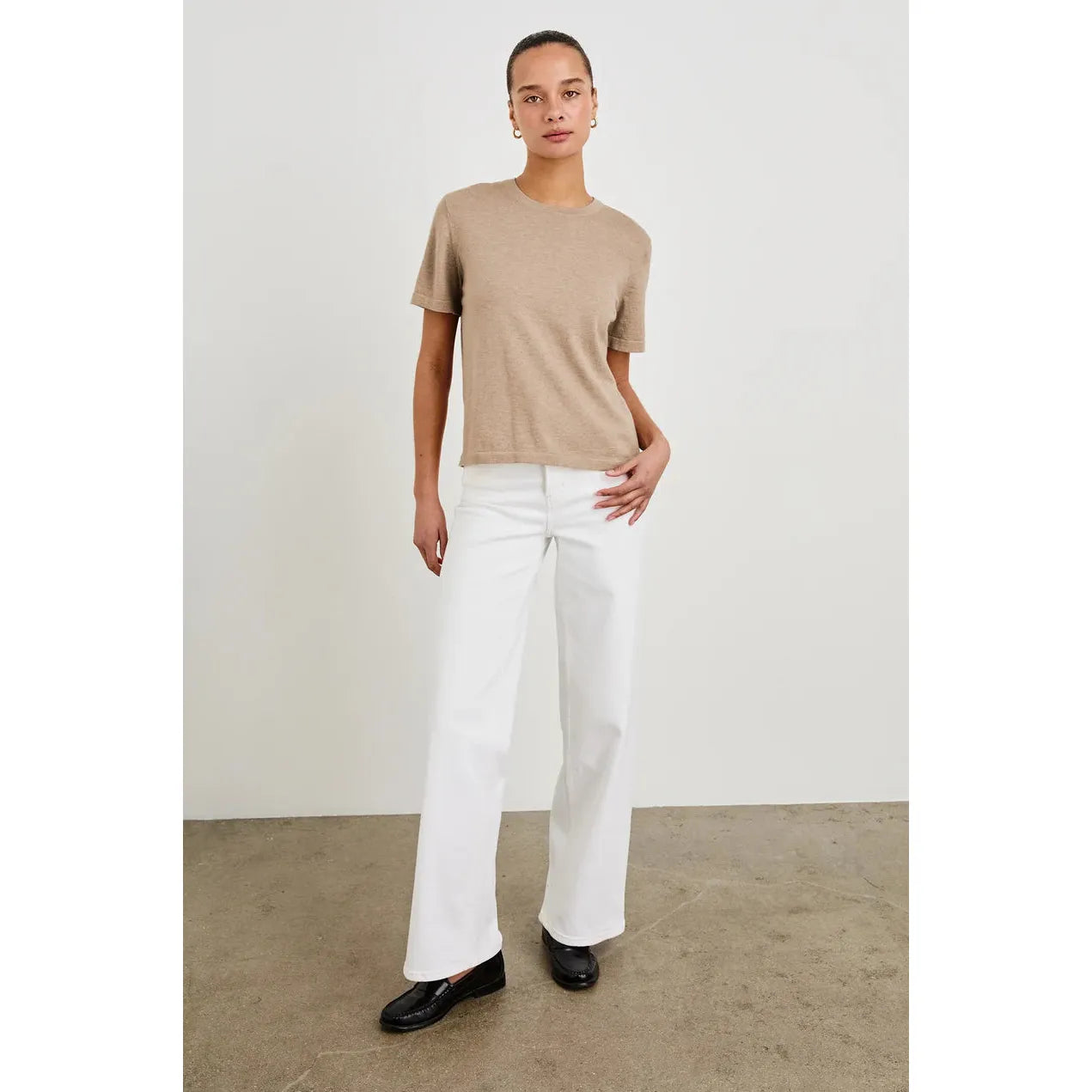 Rails Cotton Cashmere Short Sleeve T- Shirt in Heather Oatmeal