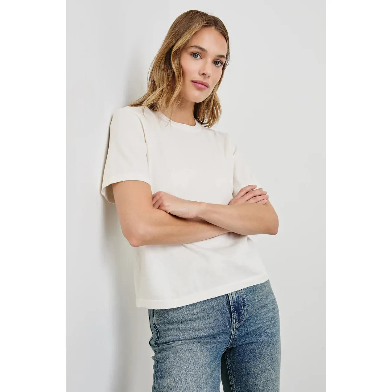 Rails Cotton Cashmere Short Sleeve T- Shirt in White