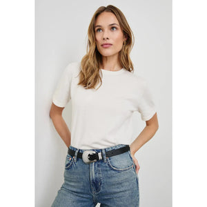 Rails Cotton Cashmere Short Sleeve T- Shirt in White