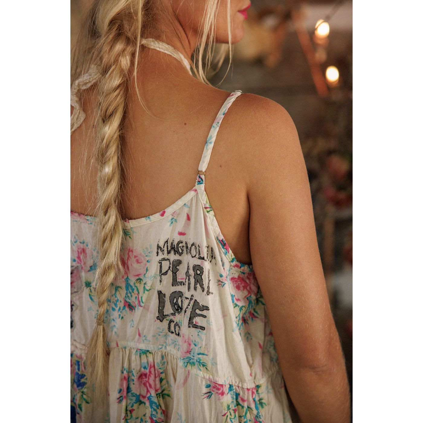 Magnolia Pearl Appliqué Vianney Slip Dress in Bed of Roses