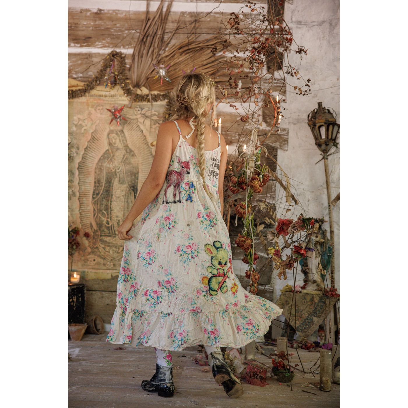 Magnolia Pearl Appliqué Vianney Slip Dress in Bed of Roses