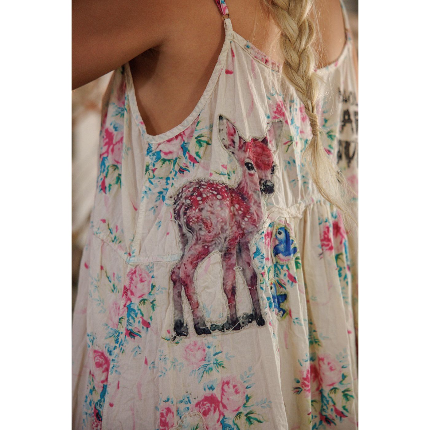 Magnolia Pearl Appliqué Vianney Slip Dress in Bed of Roses