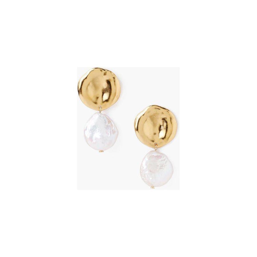 Chan Luu Two Tiered White Keshi Pearl Earrings