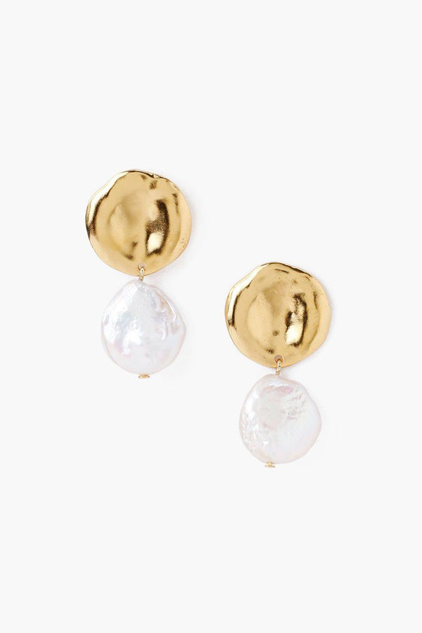 Chan Luu Two Tiered White Keshi Pearl Earrings