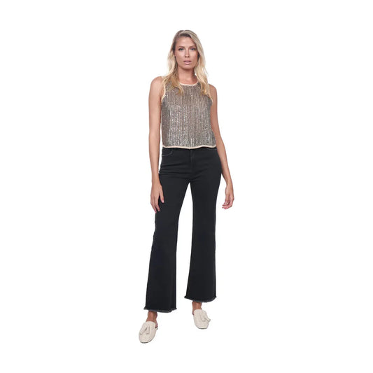 Etienne Marcel Wide Leg Fray Waistband and Hem in Black 