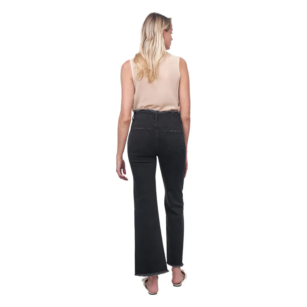 Etienne Marcel Wide Leg Fray Waistband and Hem in Black 