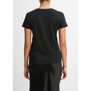 Vince Essential Pima Cotton V-Neck T-Shirt in Black