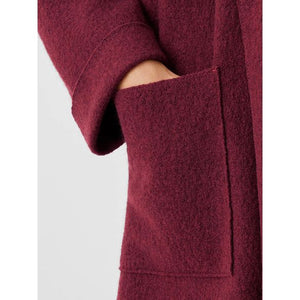 Eileen Fisher Lightweight Boiled Wool High Collar Coat in Red Cedar