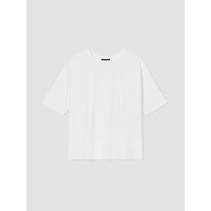 Eileen Fisher Stretch Jersey Knit Crew Neck Tee in White
