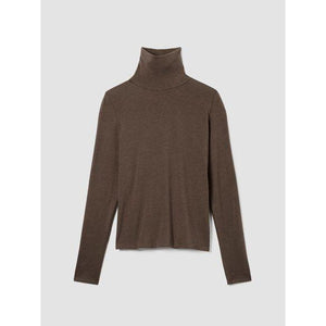 Eileen Fisher Sheer Neck Turtleneck Top in Wren