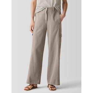 Eileen Fisher Garment-Dyed Utility Organic Cotton Cargo Pant in Reed